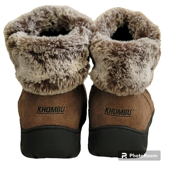 Khombu "Jessica" Ankle Boots Suede Leather Faux Fur Lining Memory Foam New - Picture 5 of 12